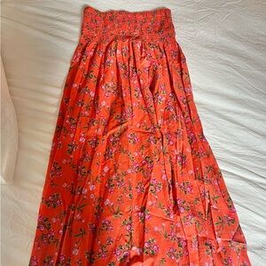 J. crew Tiered Orange and Floral Maxi Skirt